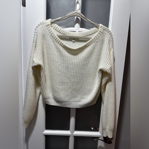 Missguided Cream Cropped Knit Sweater - Picture 1 of 6